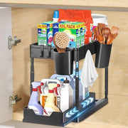 Organizzatore multifunzionale per sottocassetti con grucce e contenitori da appendere