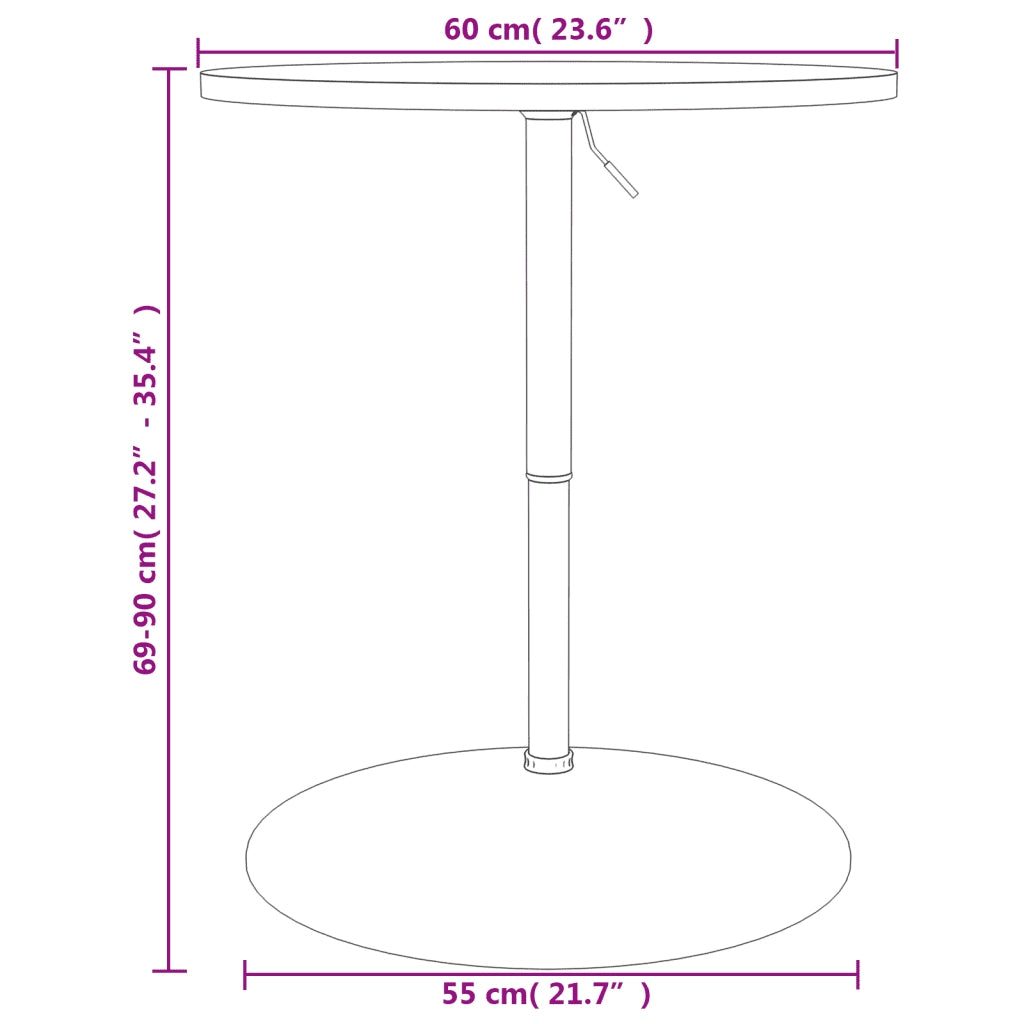 Tavolino Bar Nero 60x60x90 cm Legno Multistrato Acciaio Cromato