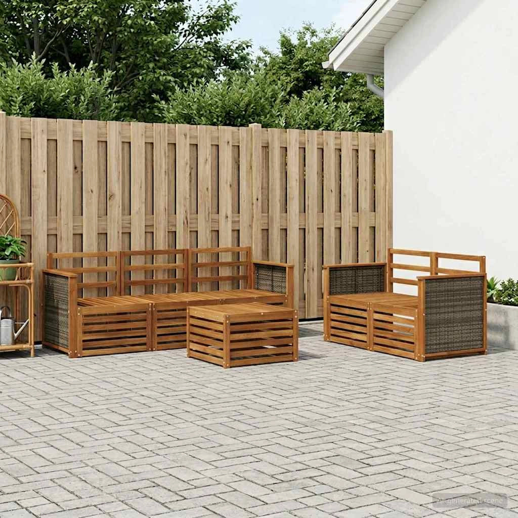 Set di divani da esterno 6 pz Naturale Legno di Acacia Massello 3384015