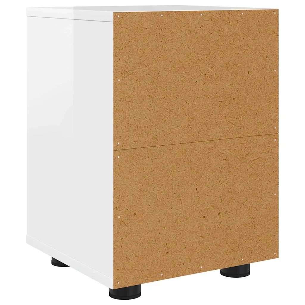 Comodino-Tavolino da notte Bianco Lucido 30,5 x 30 x 43 cm Legno multistrato