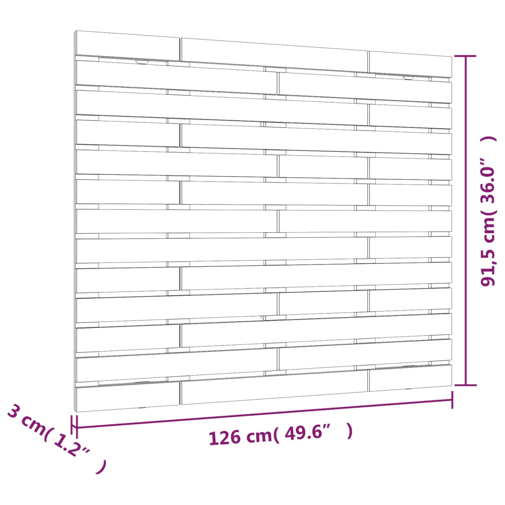 Testiera da Parete Bianca 126x3x91,5 cm Legno Massello di Pino 824679