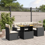 Set Divano da Giardino 6 pz con Cuscini Nero in Polyrattan 3271315