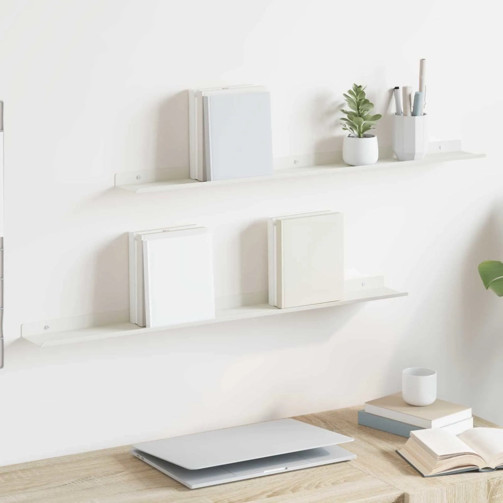 Mensola sospesa 2 pcs Bianco 80 x 9 x 2,5 cm Acciaio 8003982