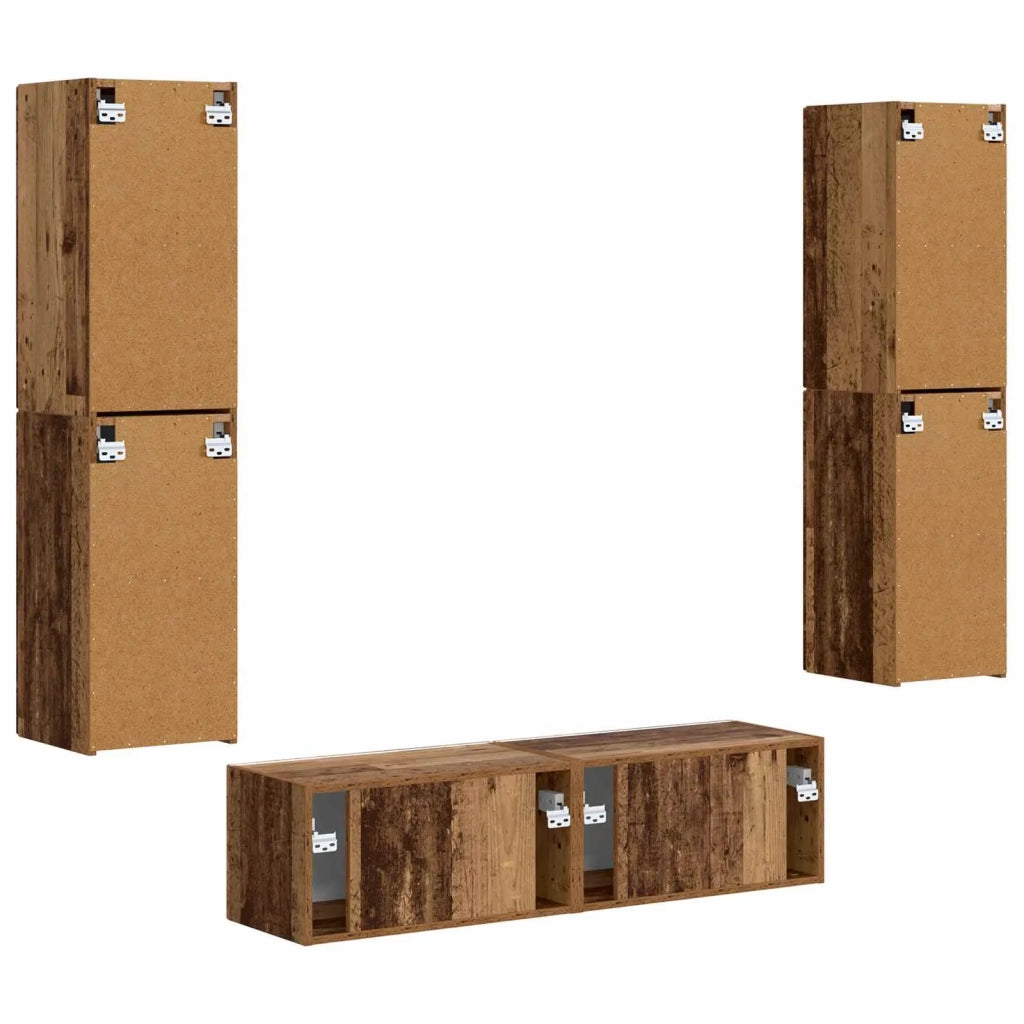 Set mobile TV 6 pz-Credenza per TV Legno vecchio Legno multistrato 780437