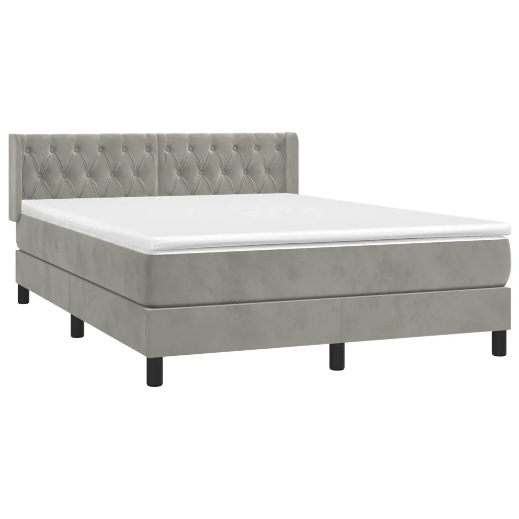 Giroletto a Molle con Materasso Grigio Chiaro 140x200cm Velluto 3131141