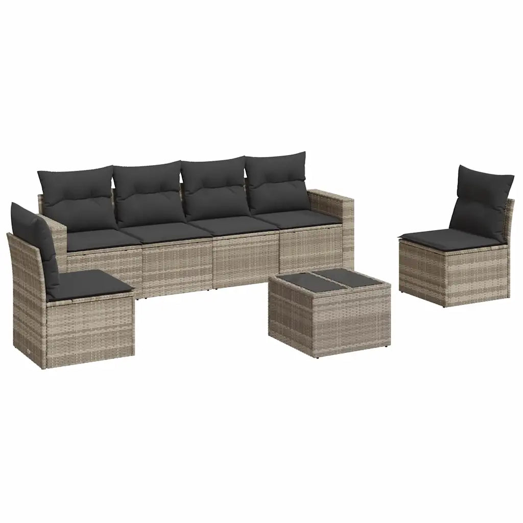 Set Divani da Giardino 7pz con Cuscini Grigio Chiaro Polyrattan 3251169