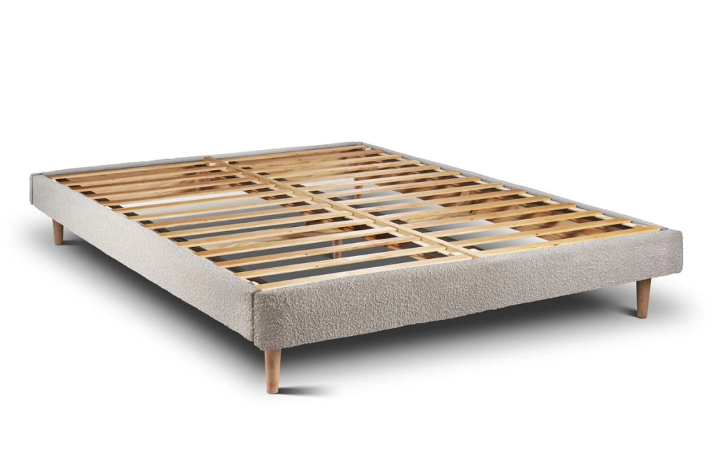Letto 160x200 cm con testata imbottita - tessuto bouclé