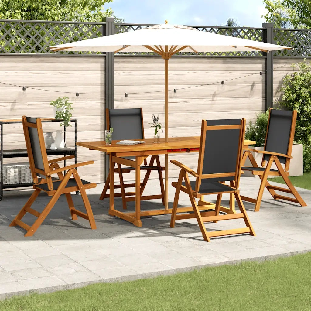 Set Pranzo da Giardino 5pz Legno Massello di Acacia e Textilene