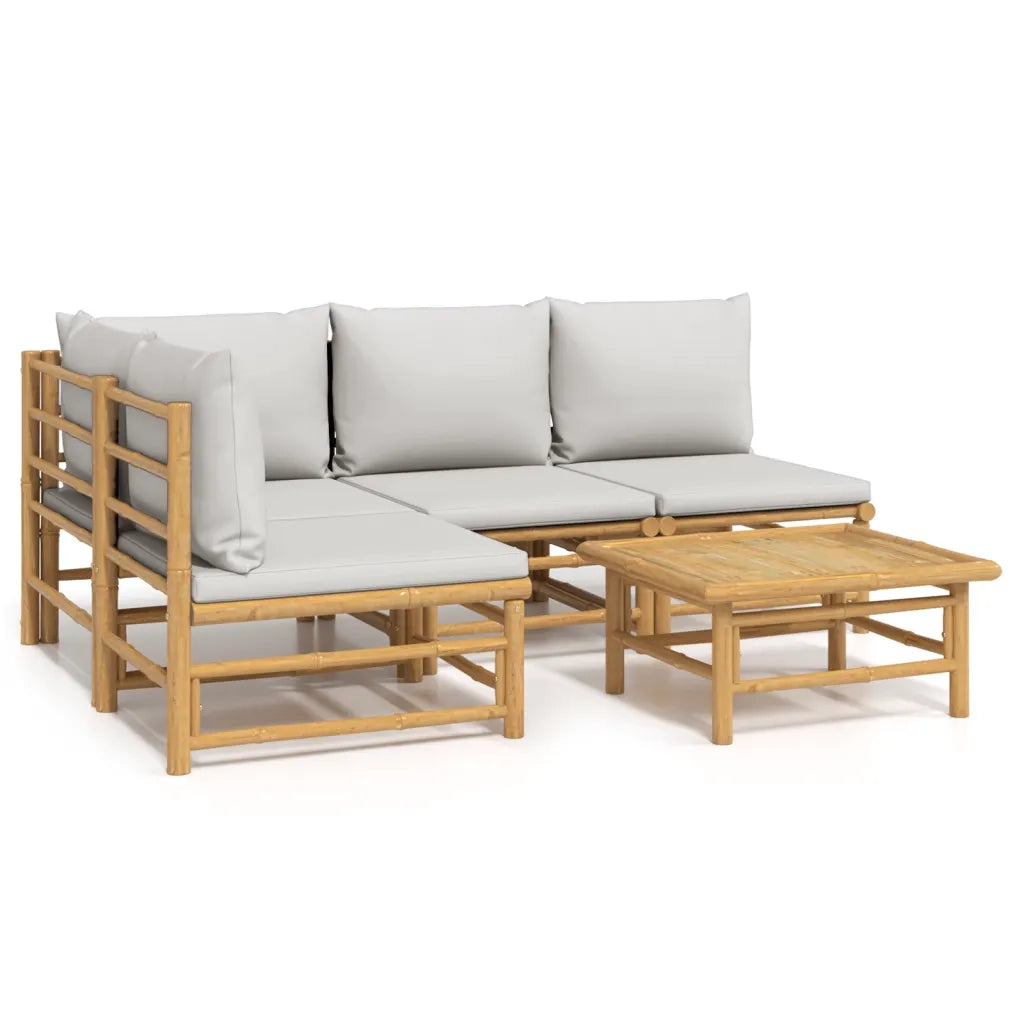 Set Salotto da Giardino 5pz con Cuscini Grigio Chiaro BambÃ¹cod mxl 124275