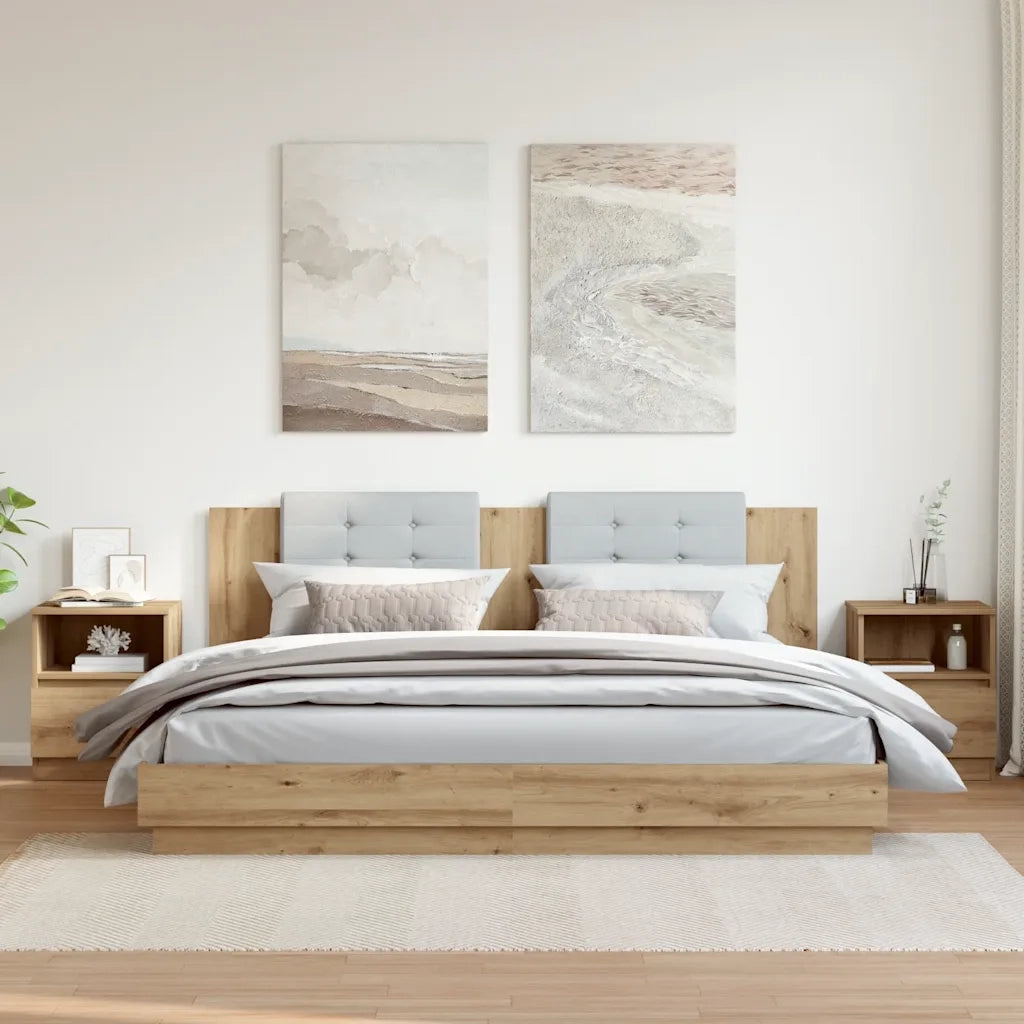 Comodini 2 pz Rovere Artigianale 40x40x50 cm Legno Multistrato
