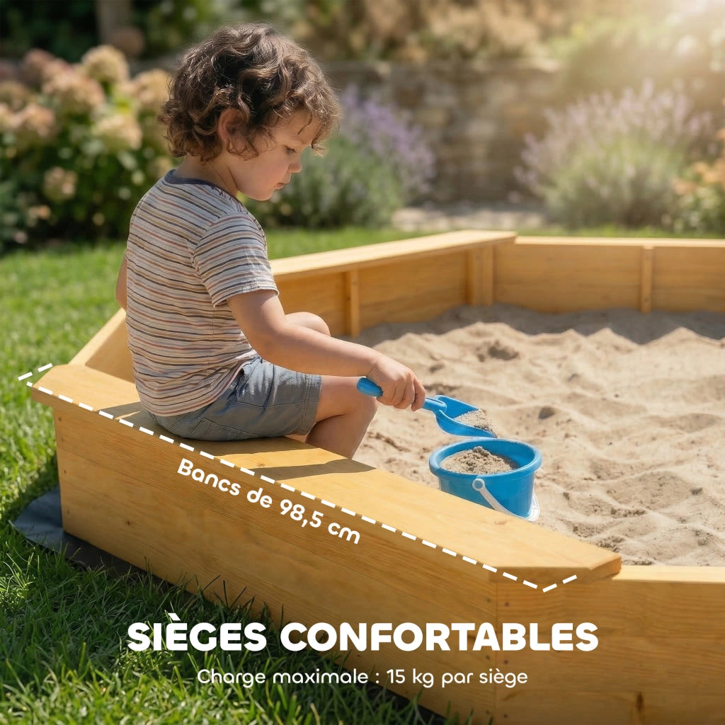 Sandbox in legno con tettoia e panche ¨C zephmum ¨C giallo, 4 posti