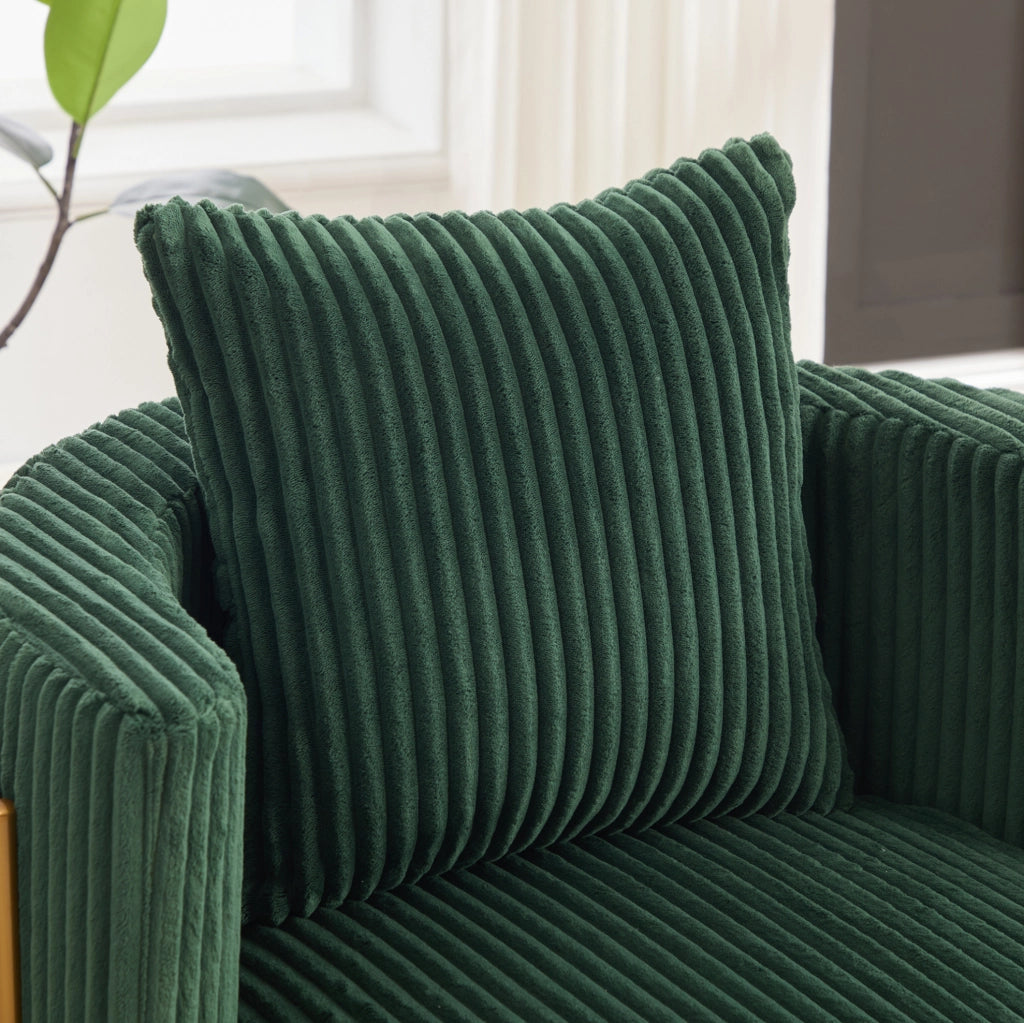 Poltrona girevole a 360° in corda verde smeraldo con vano contenitore; 76x79x78 cm
