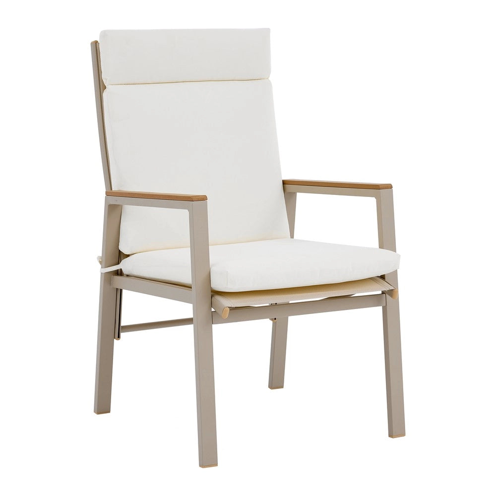 Set da Giardino Tavolo e 4 Sedie ¨C Xylo ¨C Ferro Zincato, Piano in Legno Plastica, Beige