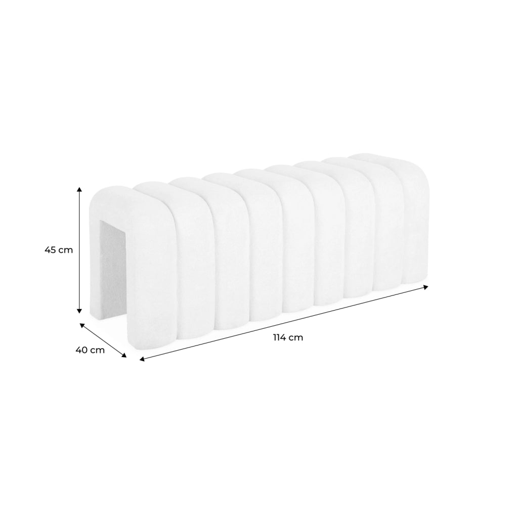 Panca, fine letto contemporaneo tessuto, bianco