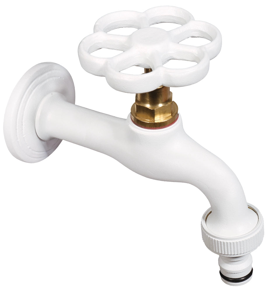 Rubinetto colorato in ottone con manopola a fiore Belfer Ø24mm Colore: Bianco