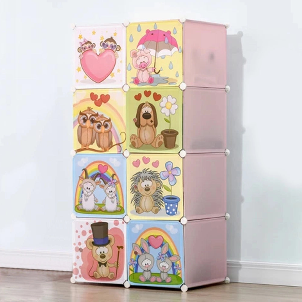 Mobile Scarpiera Modulabile Cameretta Bambini 8 Cubi Salvaspazio Rosa 35x45x35Cm