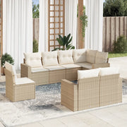 Set Divano da Giardino 8 pz con Cuscini Beige in Polyrattan 3251575