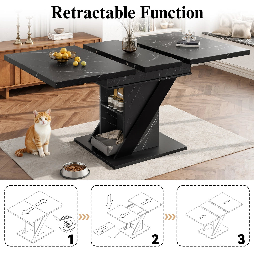 Tavolo da pranzo allungabile con 1 allunga; in MDF e metallo; per cucina e soggiorno; 110 × 80 × 75 cm