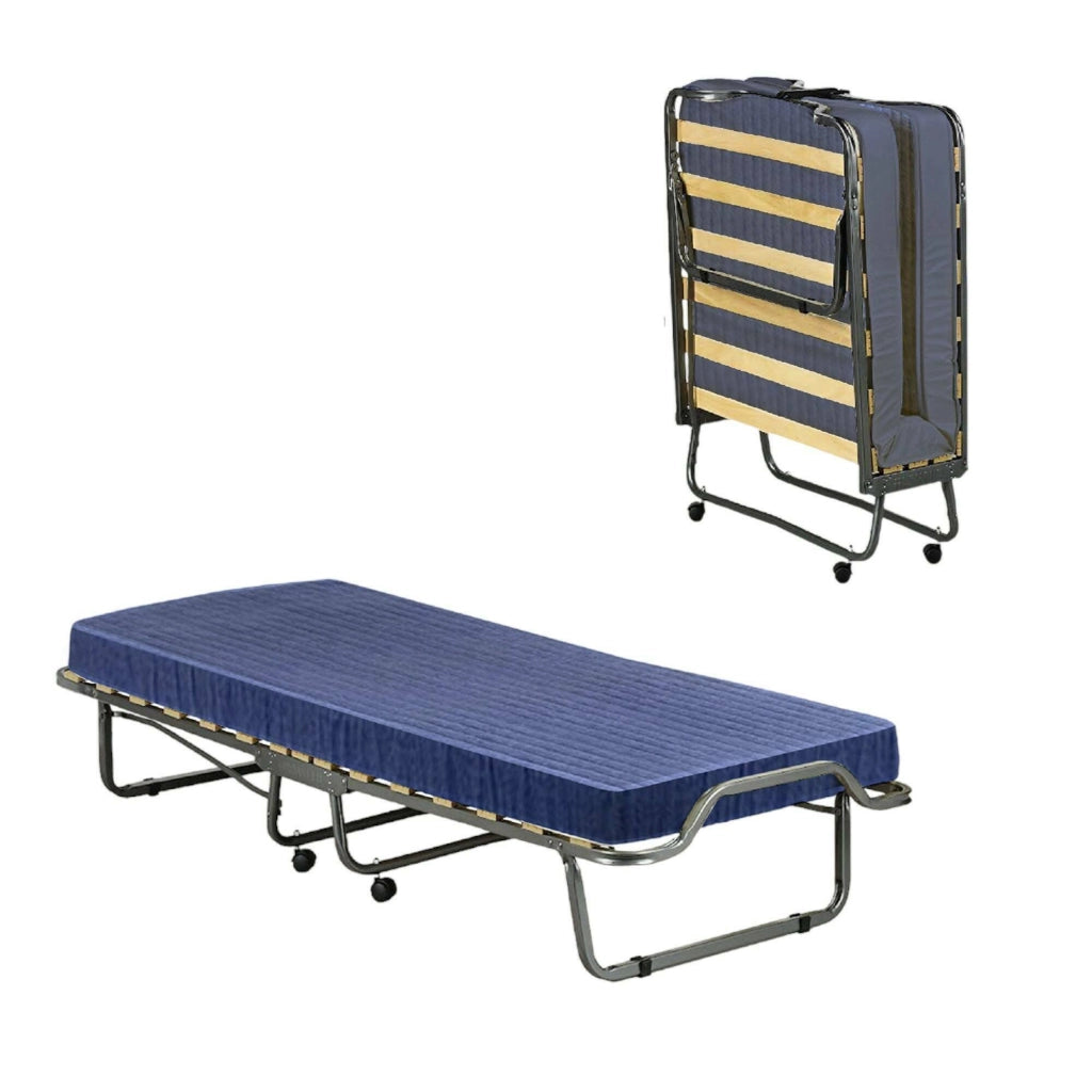 Letto pieghevole salvaspazio Citrino, Brandina con rete a doghe, Lettino singolo, 100% Made in Italy, 80x200h40 cm, materasso incluso