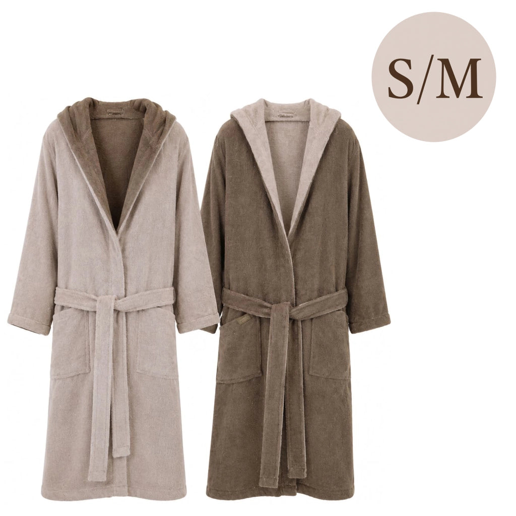 Selesi, Accappatoio 100% Cotone con Cappuccio Reversibile, Beige Crema