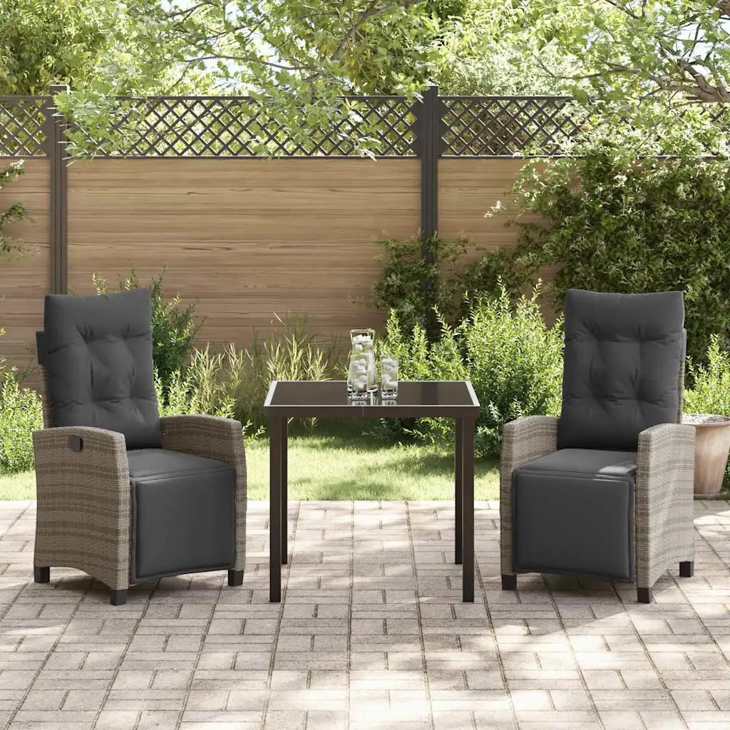 Set da Pranzo per Giardino con cuscino 3 pcs Grigio polyrattan 3380435