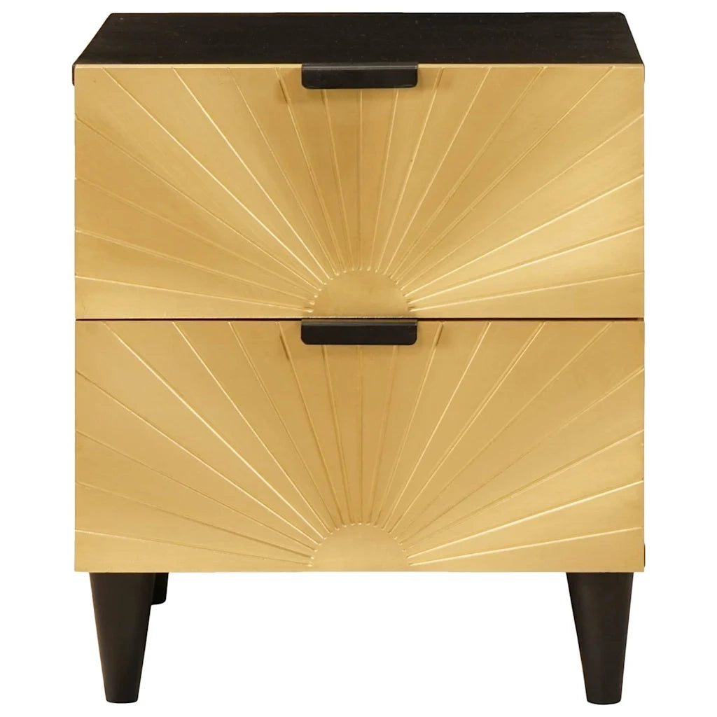 vidaXL Comodino con cassetto 2 pcs Nero e Oro 40 x 33.5 x 46 cm