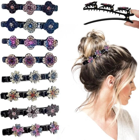 Set di Spille per Capelli con Cristalli per Donne e Ragazze - Accessori di Moda per Capelli - Fiori e Clip per Capelli Scintillanti