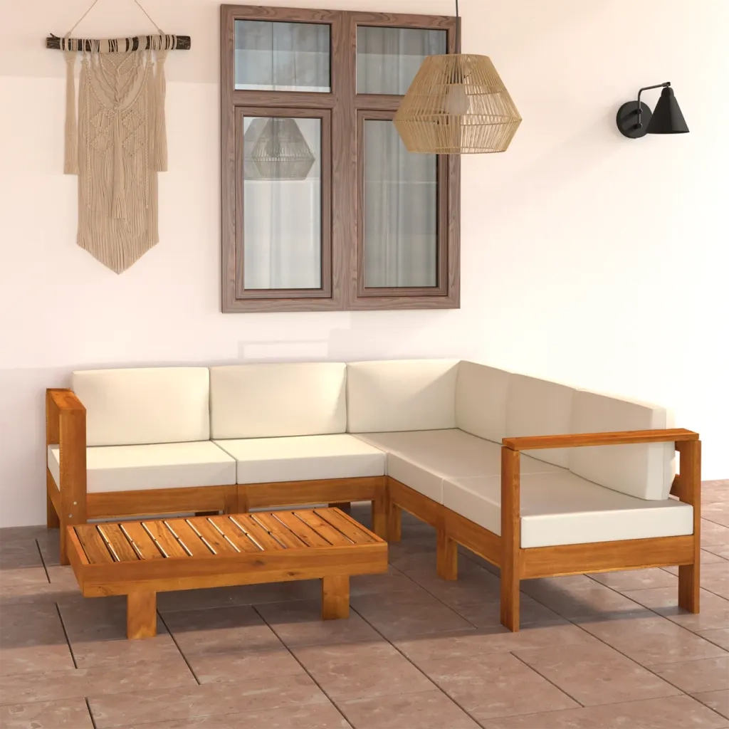 Set da Giardino 6 pz con Cuscini 100x60 cm Legno di Acacia 3057935