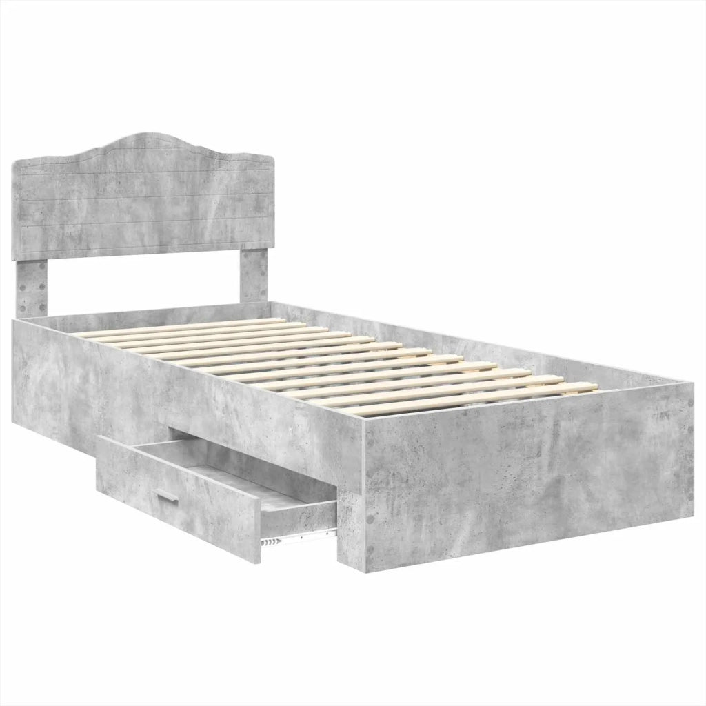 Struttura del letto con testiera-Giroletto con Testiera Grigio cemento 100 x 200 cm 673876