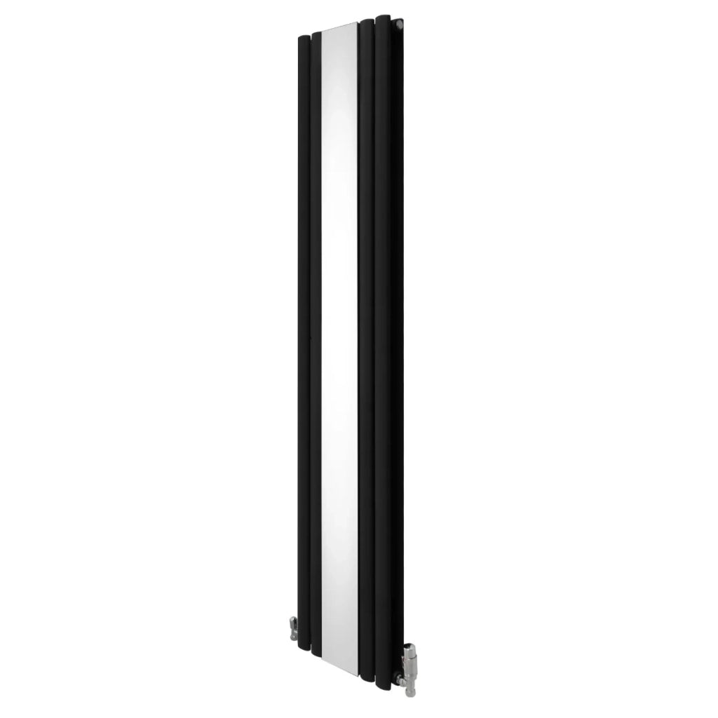 Radiatore e Valvole Cromate a Specchio Pannelli Ovali - 1800mm x 380mm - Nero