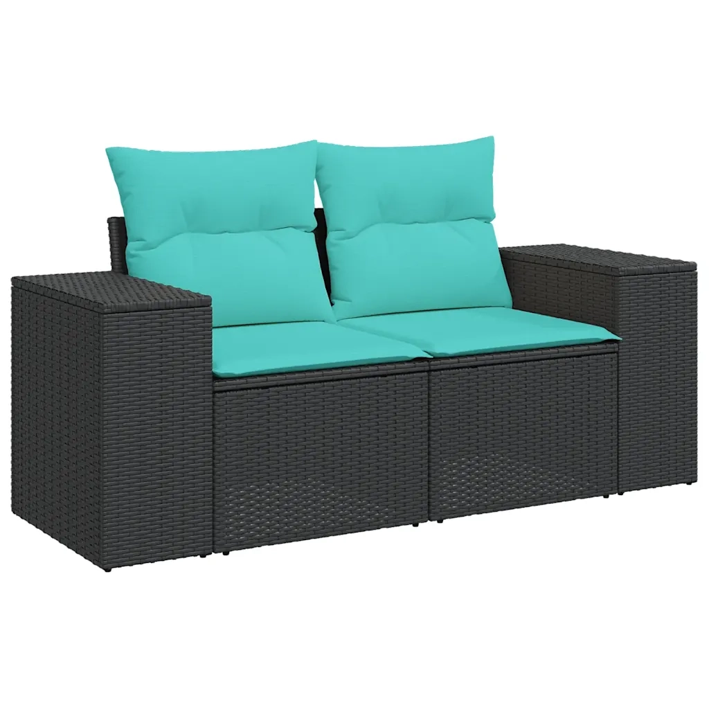 Salotto da Giardino-Set Divani da Giardino 4 pz con Cuscini Nero in Polyrattan 205126