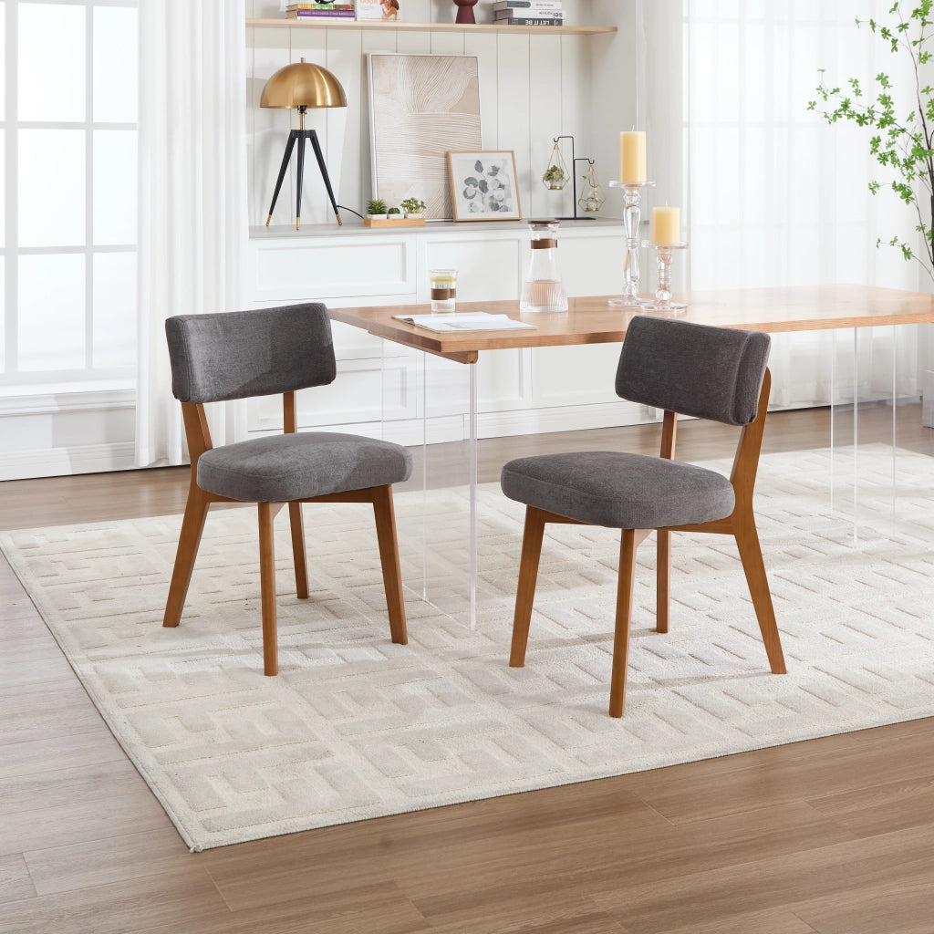 Sedia da pranzo - con seduta imbottita e schienale ergonomico - in legno - grigio
