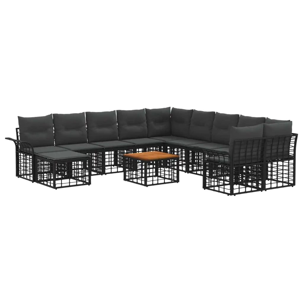 Set di divani da esterno 12 pcs Nero e Grigio scuro Poliestere 3437823