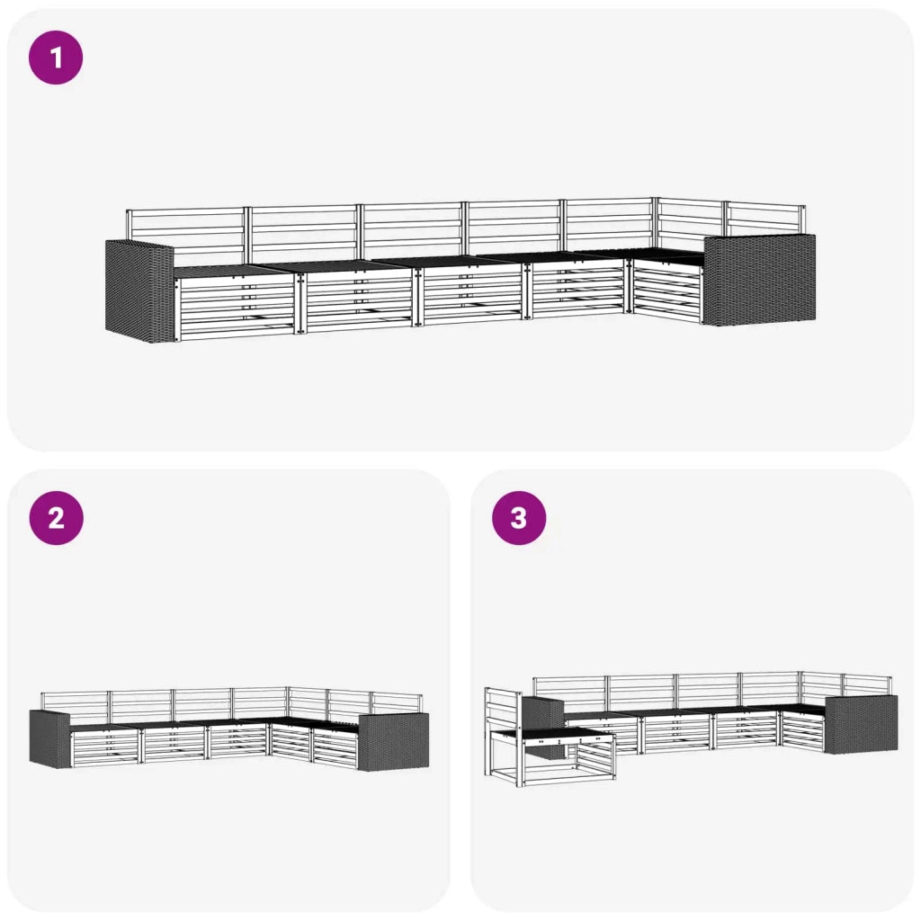 Set di divani da esterno 6 pcs Naturale 402 x 172,5 x 73 cm