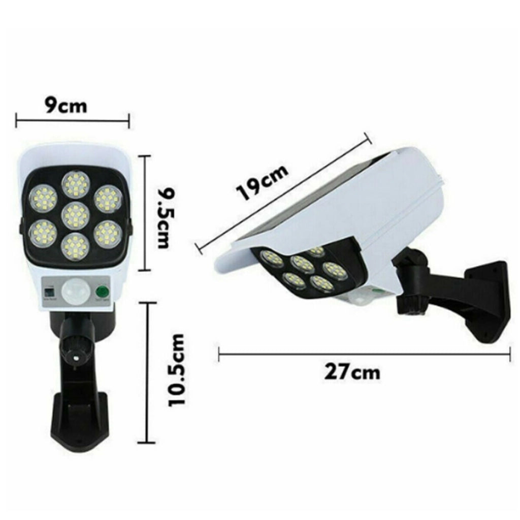 TELECAMERA FINTA PANNELLO SOLARE CON SENSORE MOVIMENTO 77 LED FARETTO LUCE 0387