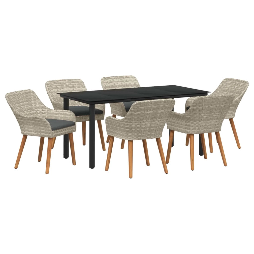 Set da Pranzo per Giardino 7 pcs Grigio chiaro polyrattan 3261716