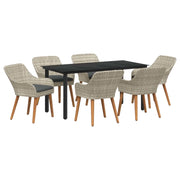 Set da Pranzo per Giardino 7 pcs Grigio chiaro polyrattan 3261716