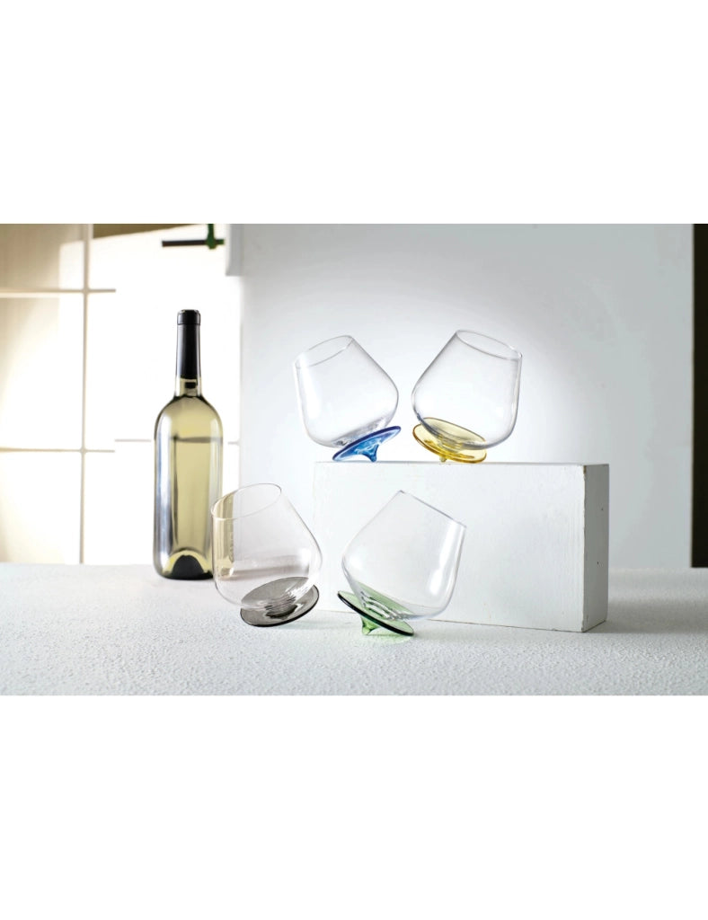 Set 2 bicchieri basculanti in vetro borosilicato verde/fumé Brandani
