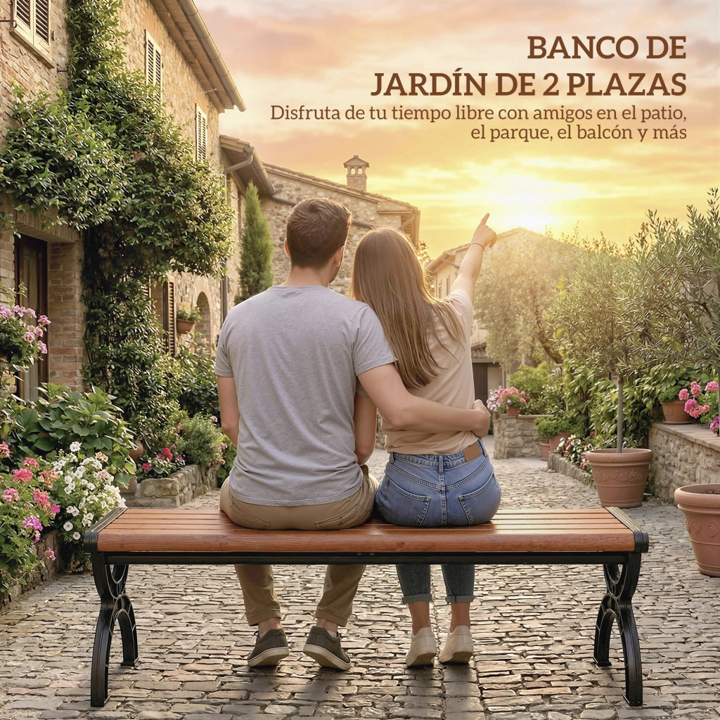 Panchina da Giardino Esterno ¨C zephmum ¨C Marrone 124x39x39 cm