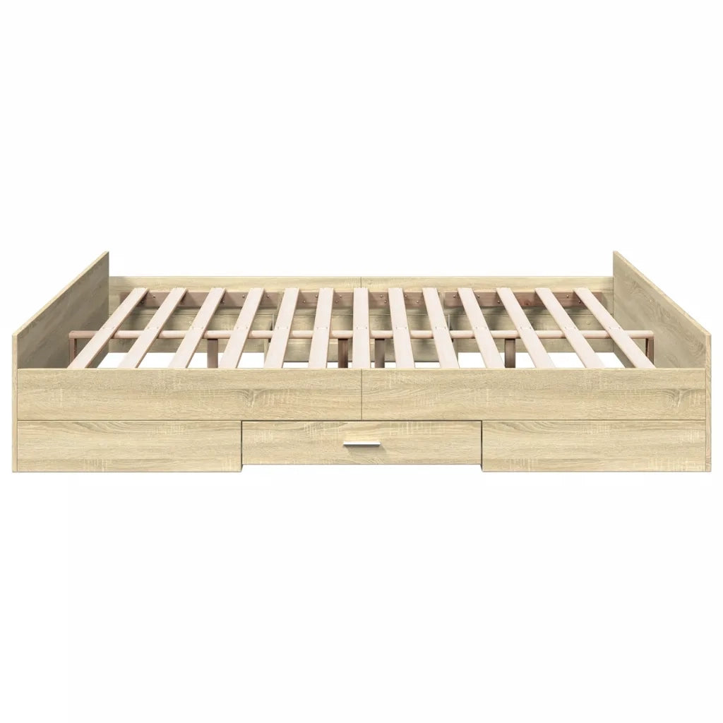 Giroletto Cassetti-Struttura Letto con contenitore Rovere Sonoma 200x200 cm Legno Multistrato 743159