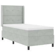 Box Spring Letto con Materasso Grigio Chiaro 90x190 cm Velluto