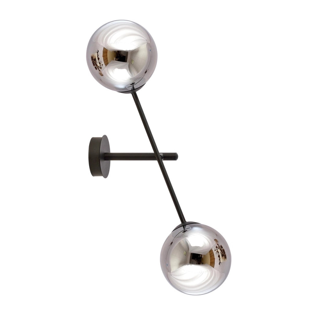 Lampada da parete LINEAR in acciaio nero con paralumi in vetro grafite