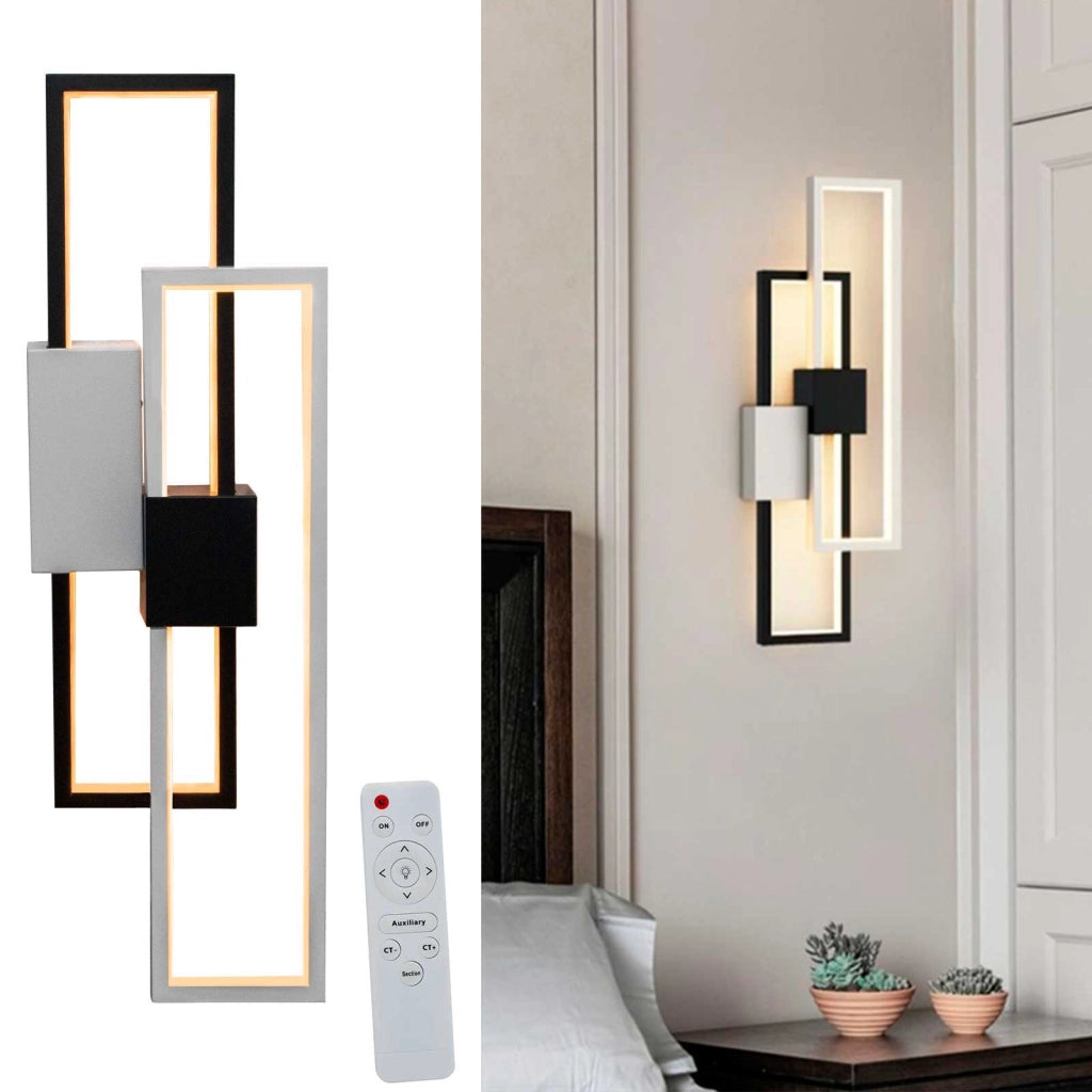Applique LED moderno rettangolare 23W CCT da 3000K a 6500K lampada parete muro dimmerabile luce con telecomando 230V