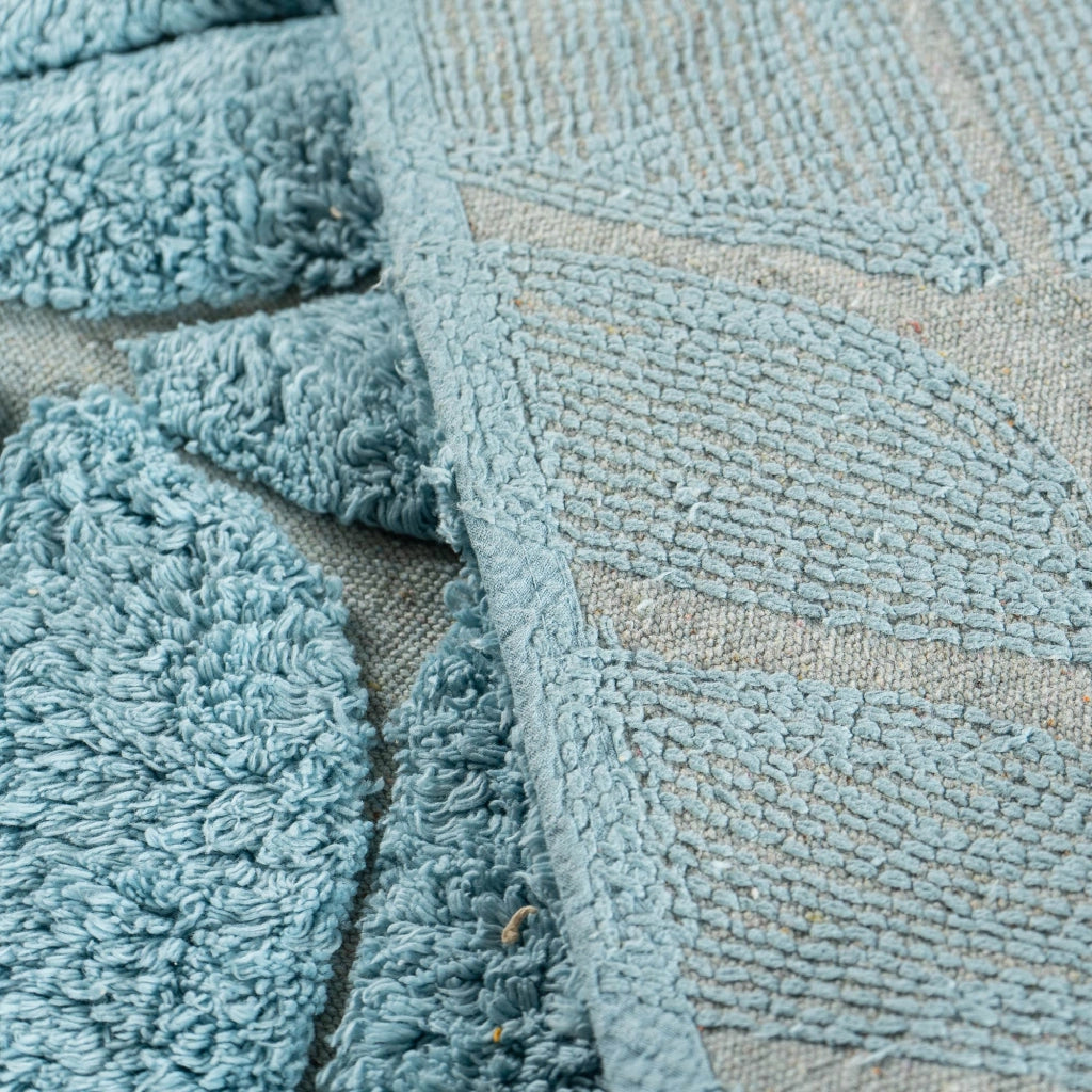 Tappeto Bagno Antiscivolo In Cotone Effetto Rilievo Assorbente, Morbido, Lavabile in Lavatrice 50x80 / 60x120 cm Azzurro - 60x120 cm