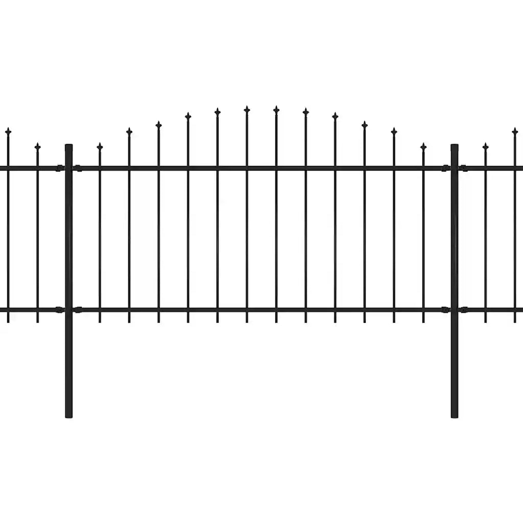 Recinzione da Giardino con Punta a Lancia in Acciaio 1506x150 cm Nero 277738