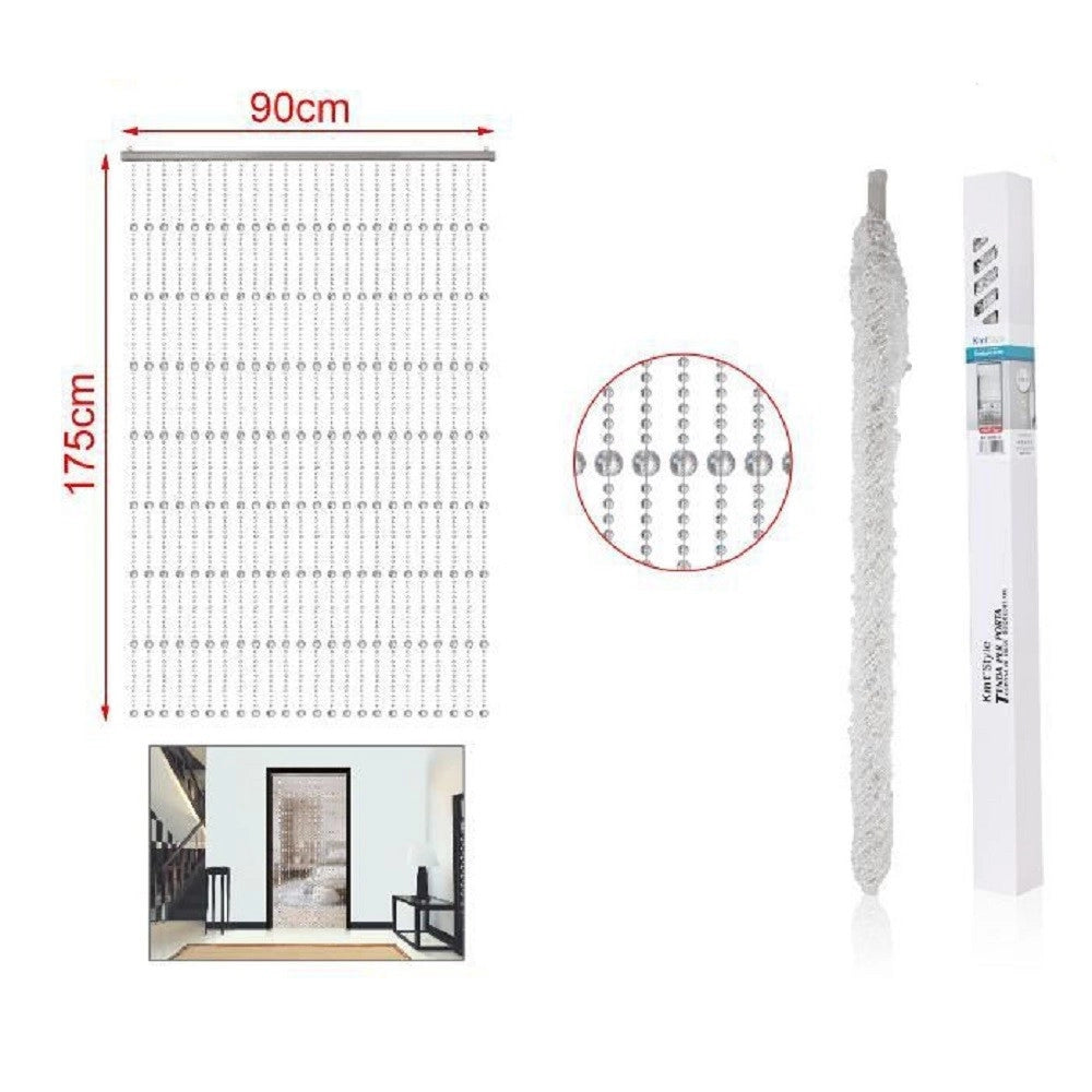 Trade Shop - Tenda Per Porta A Fili Con Perline Tonde Con Supporto 90x175cm Moschiera 2002912 -
