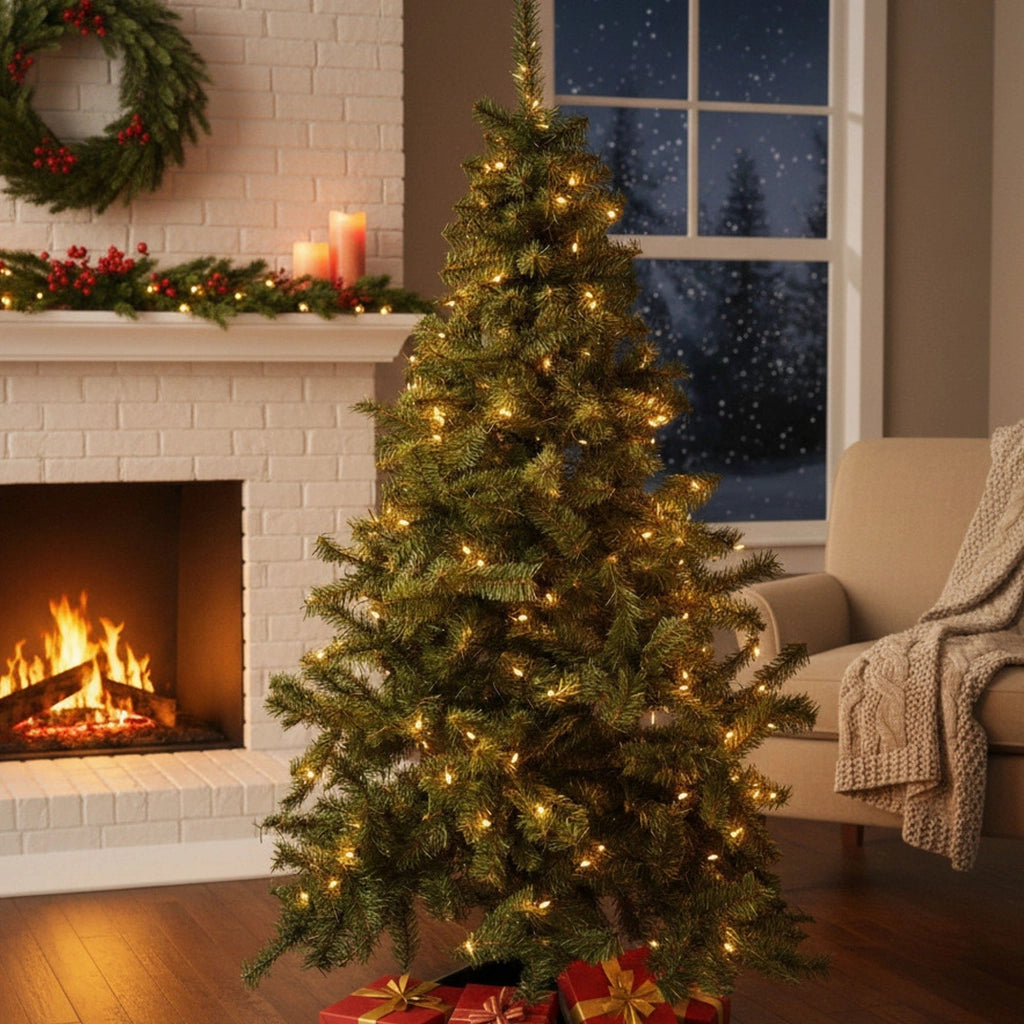 Tinsel, Albero di Natale 180 cm 61 Rami Made in Italy, 180h cm Verde