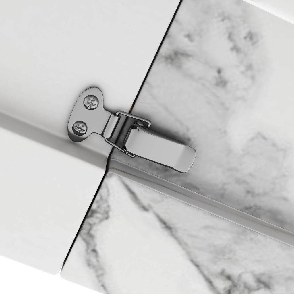 Tavolo da pranzo allungabile 120/160 x 80 x 76 cm con piano effetto marmo e gambe in metallo