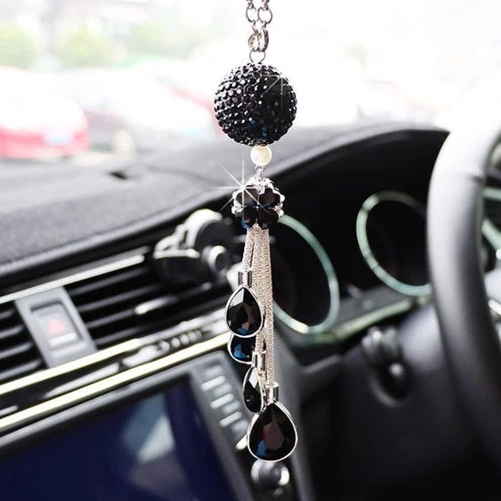 Accessorio di Decorazione per Auto con Hanger per Specchietto Retrovisore e Ombrello Solare con Charme in Cristallo e Strass