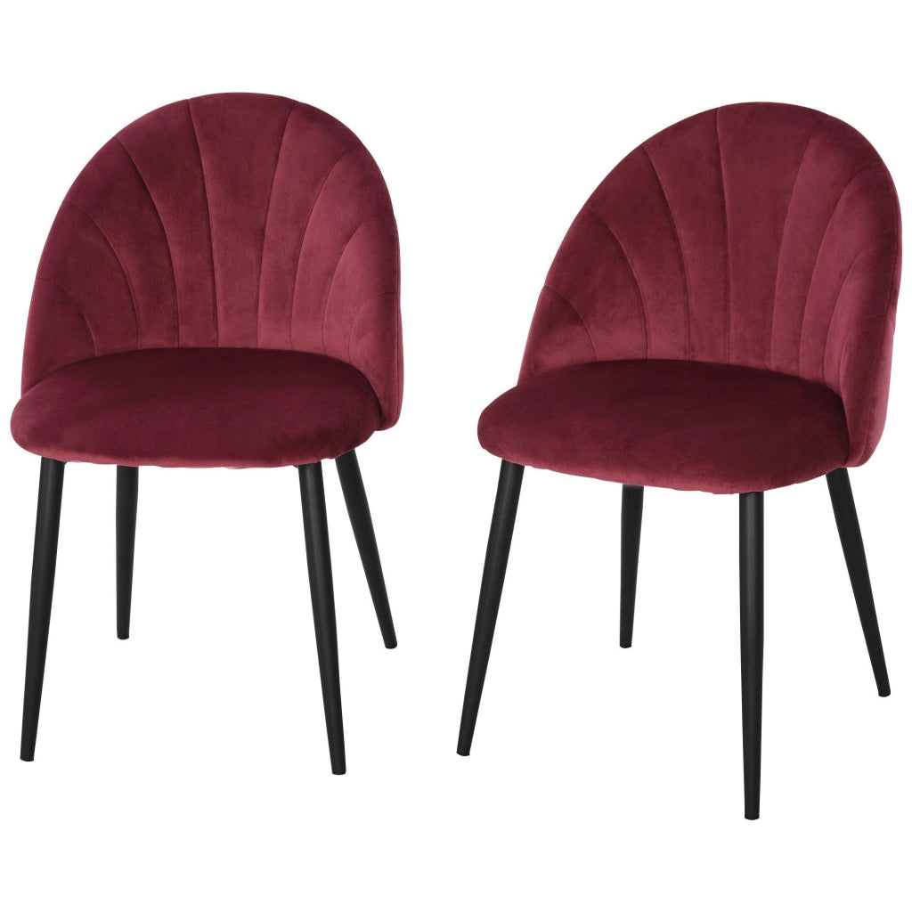 Set 2 Sedie Imbottite 50x54x79 cm in Velluto  Bordeaux